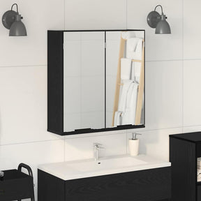 Vidaxl spiegelkast zwart eiken 64 x 20 x 67 cm bewerkt hout