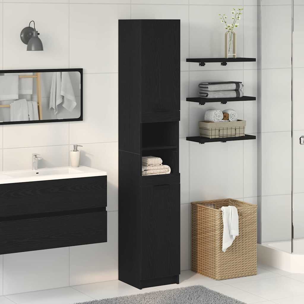 Vidaxl badkamerkast zwarte eik 32 x 34 x 188,5 cm geconstrueerd hout