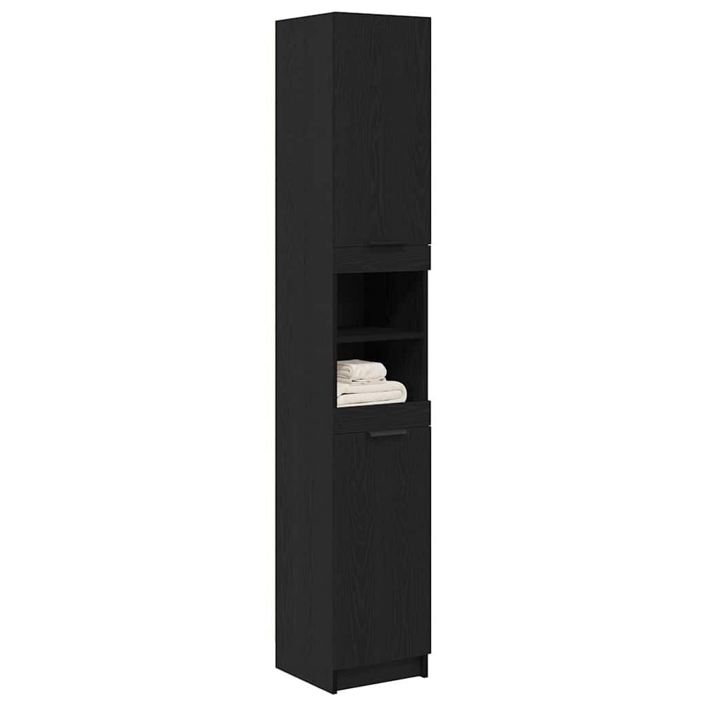 Vidaxl badkamerkast zwarte eik 32 x 34 x 188,5 cm geconstrueerd hout