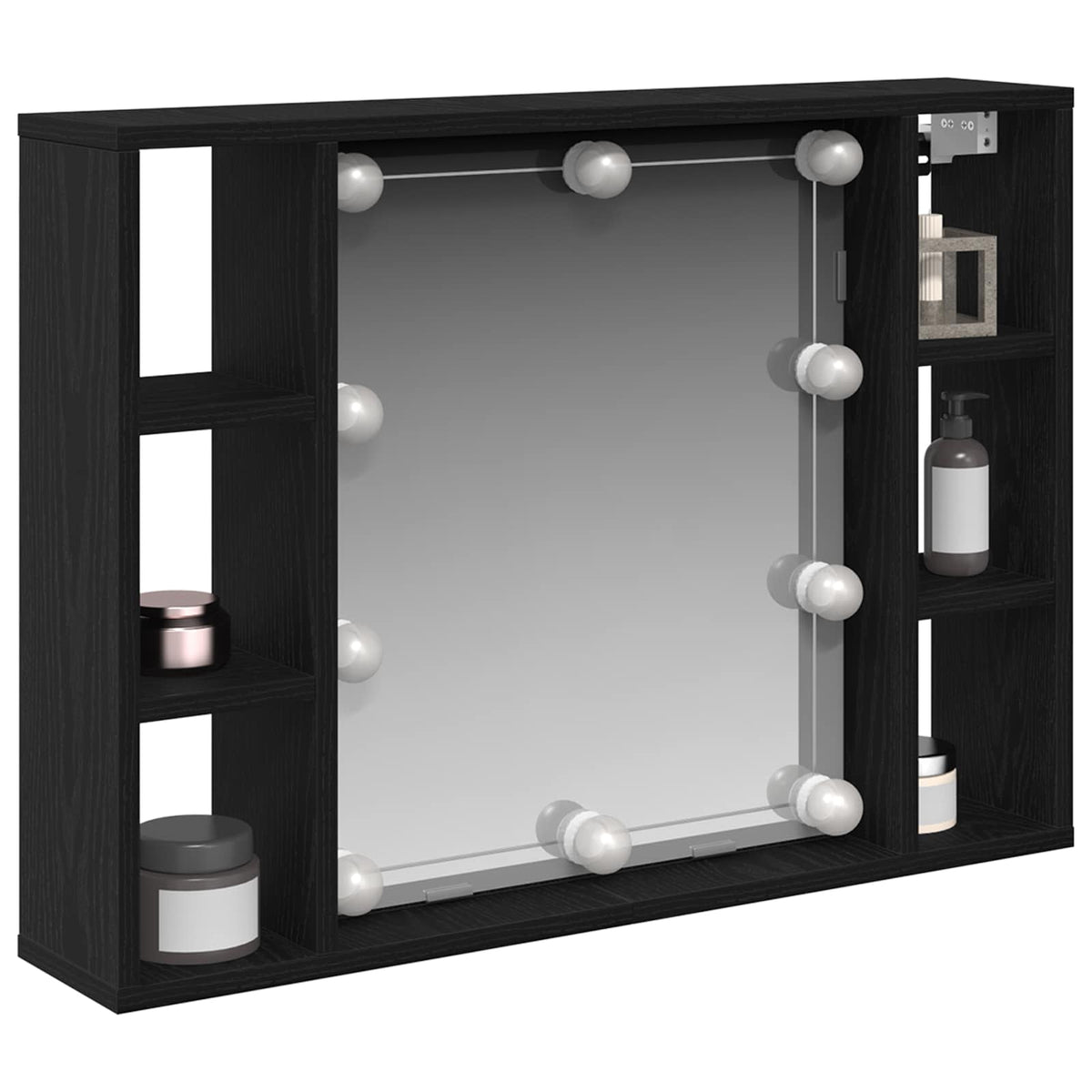 Vidaxl spiegelkast met plank zwart eiken 76 x 15 x 55 cm bewerkt hout