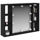 Vidaxl spiegelkast met plank zwart eiken 76 x 15 x 55 cm bewerkt hout
