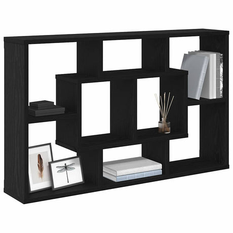 Vidaxl wandplank met plank zwart eiken 85 x 16 x 52,5 cm bewerkt hout