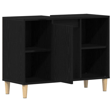 Vidaxl spoelbakkast 80x33x60 cm bewerkt hout zwart eikenkleurig