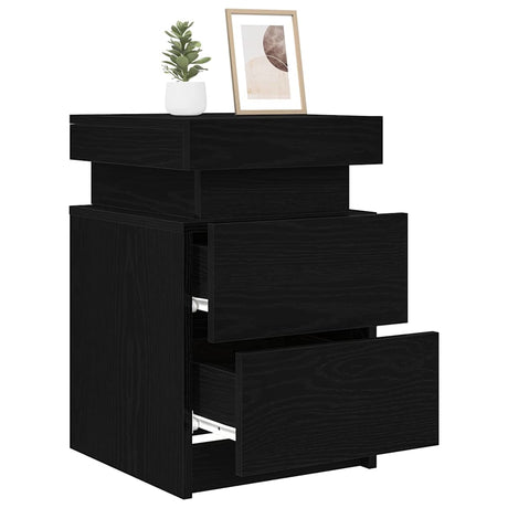 Vidaxl nachtkastje zwart eiken 35 x 39 x 55 cm bewerkt hout