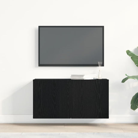 Vidaxl tv-meubel 80x30x41 cm bewerkt hout zwart eikenkleurig