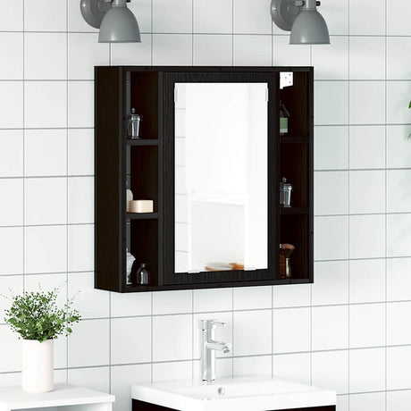 Vidaxl badkamerspiegelkast zwart eiken 60x16x60 cm bewerkt hout
