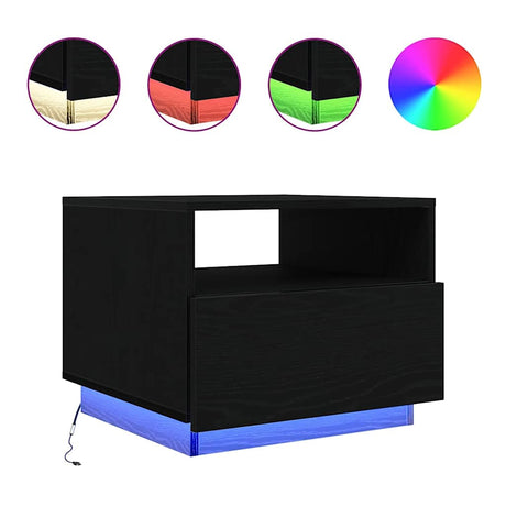 Vidaxl salontafel met led-verlichting 50x49x40 cm zwart eiken