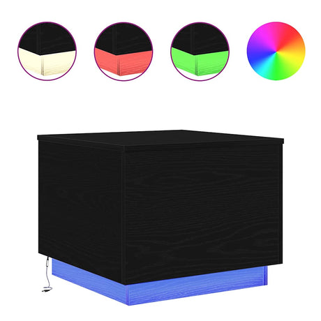 Vidaxl salontafel met led-verlichting 50x50x40 cm zwart eikenkleurig