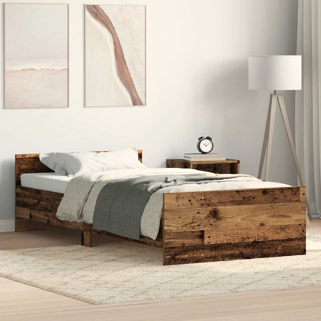 Vidaxl bedframe zonder matras 75x190 cm spaanplaat oud hout
