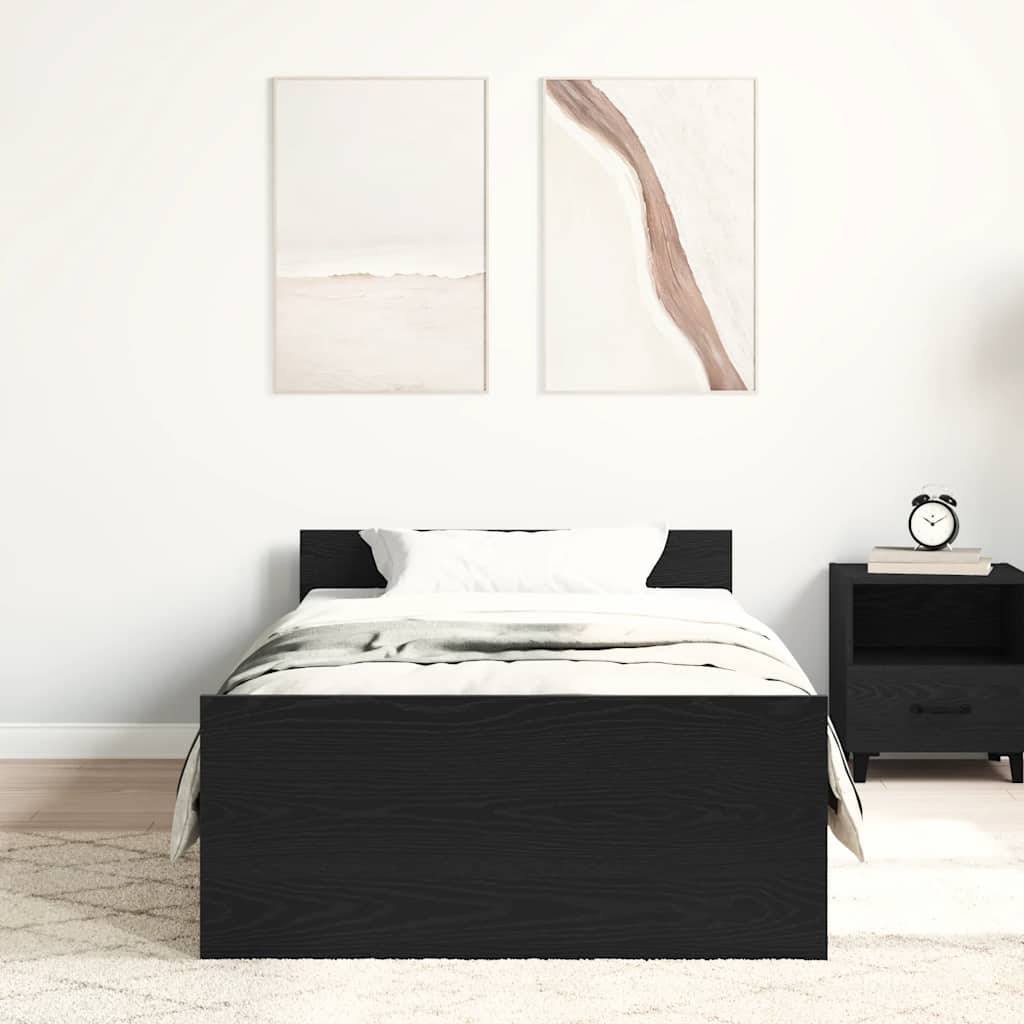 Vidaxl bedframe zonder matras 75x190 cm spaanplaat zwart eikenkleurig