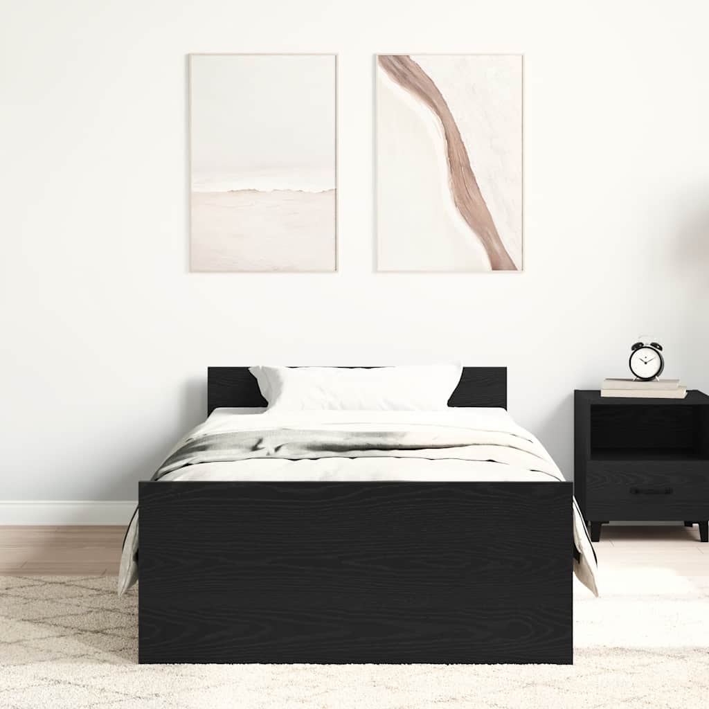 Vidaxl bedframe zonder matras 100x200 cm spaanplaat zwart eikenkleurig