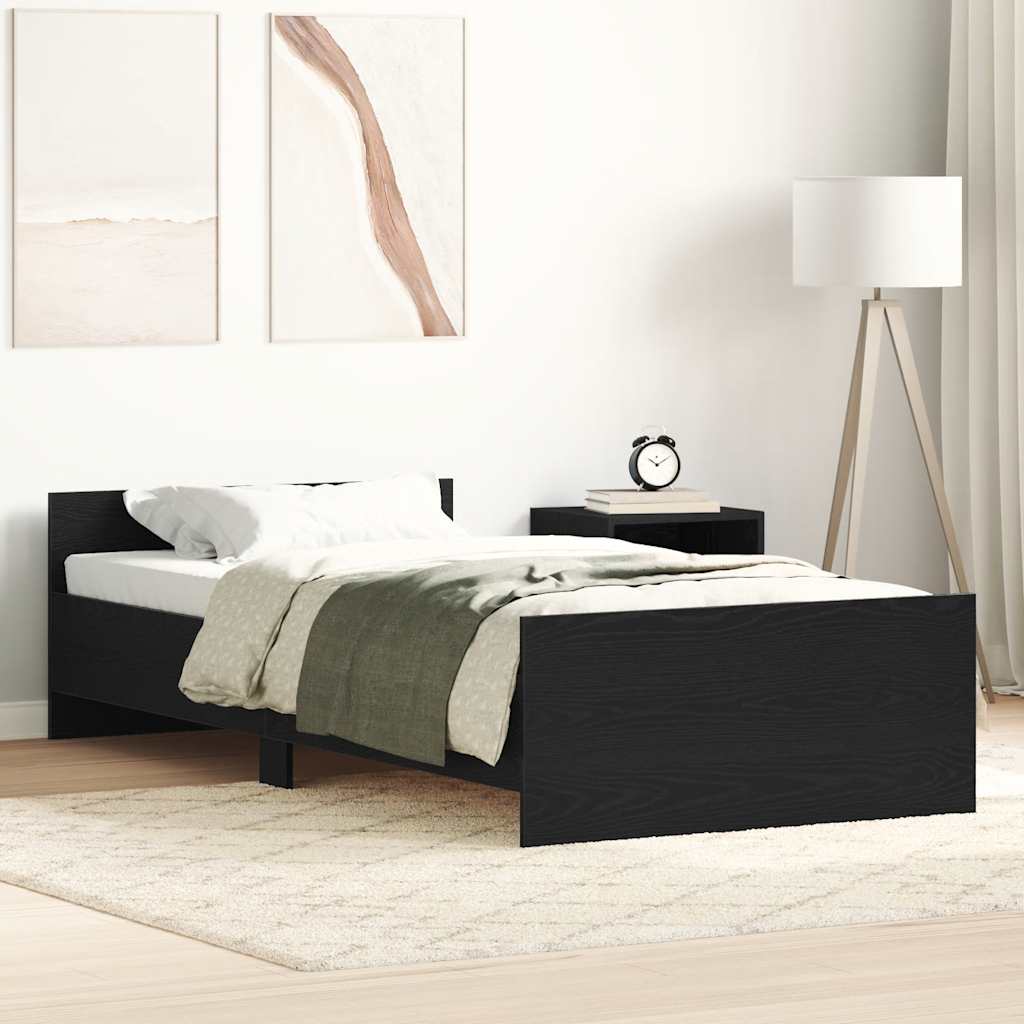 Vidaxl bedframe zonder matras 100x200 cm spaanplaat zwart eikenkleurig