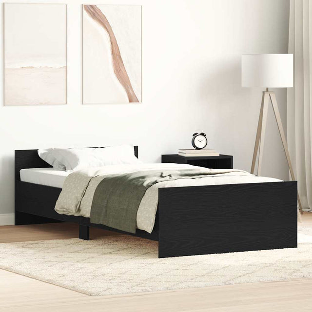 Vidaxl bedframe zonder matras 100x200 cm spaanplaat zwart eikenkleurig