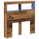 Vidaxl hoofdbordkast met led 100x17x102 cm oud hout