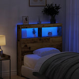 Vidaxl hoofdbordkast met led 100x17x102 cm oud hout
