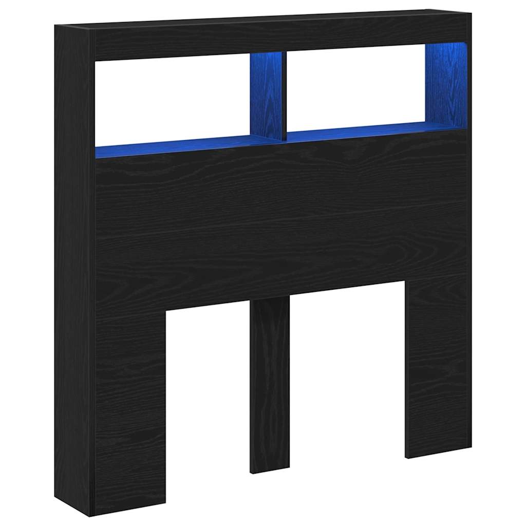 Vidaxl hoofdbordkast met led 100x17x102 cm zwart eikenkleurig