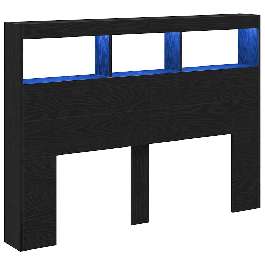 Vidaxl hoofdbordkast met led 140x17x102 cm zwart eikenkleurig