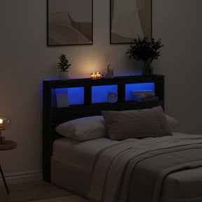 Vidaxl hoofdbordkast met led 140x17x102 cm zwart eikenkleurig
