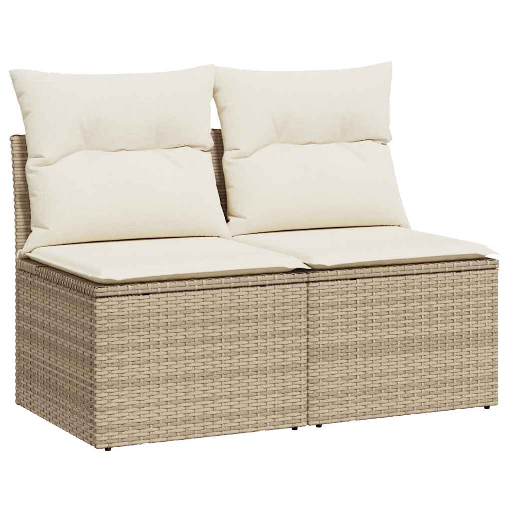 Vidaxl 2-delige loungeset met kussens poly rattan acacia beige