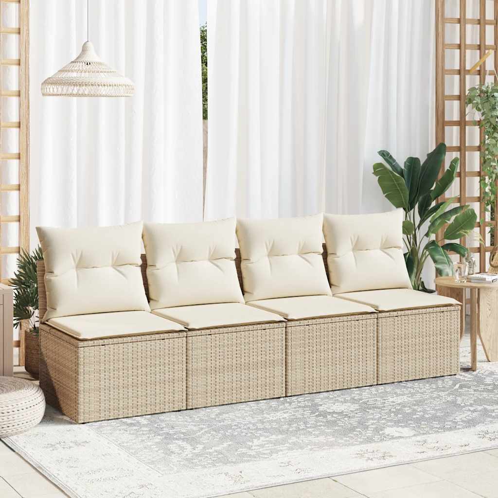 Vidaxl 2-delige loungeset met kussens poly rattan acacia beige