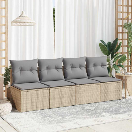Vidaxl 2-delige loungeset met kussens poly rattan acacia beige