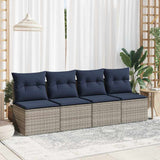 Vidaxl 2-delige loungeset met kussens poly rattan acacia grijs