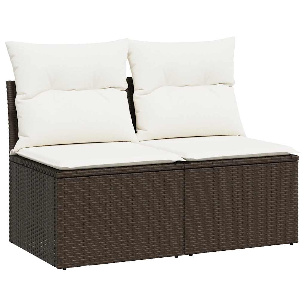 Vidaxl 2-delige loungeset met kussens poly rattan acacia bruin