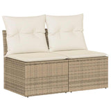 Vidaxl 2-delige loungeset met kussens poly rattan acacia beige