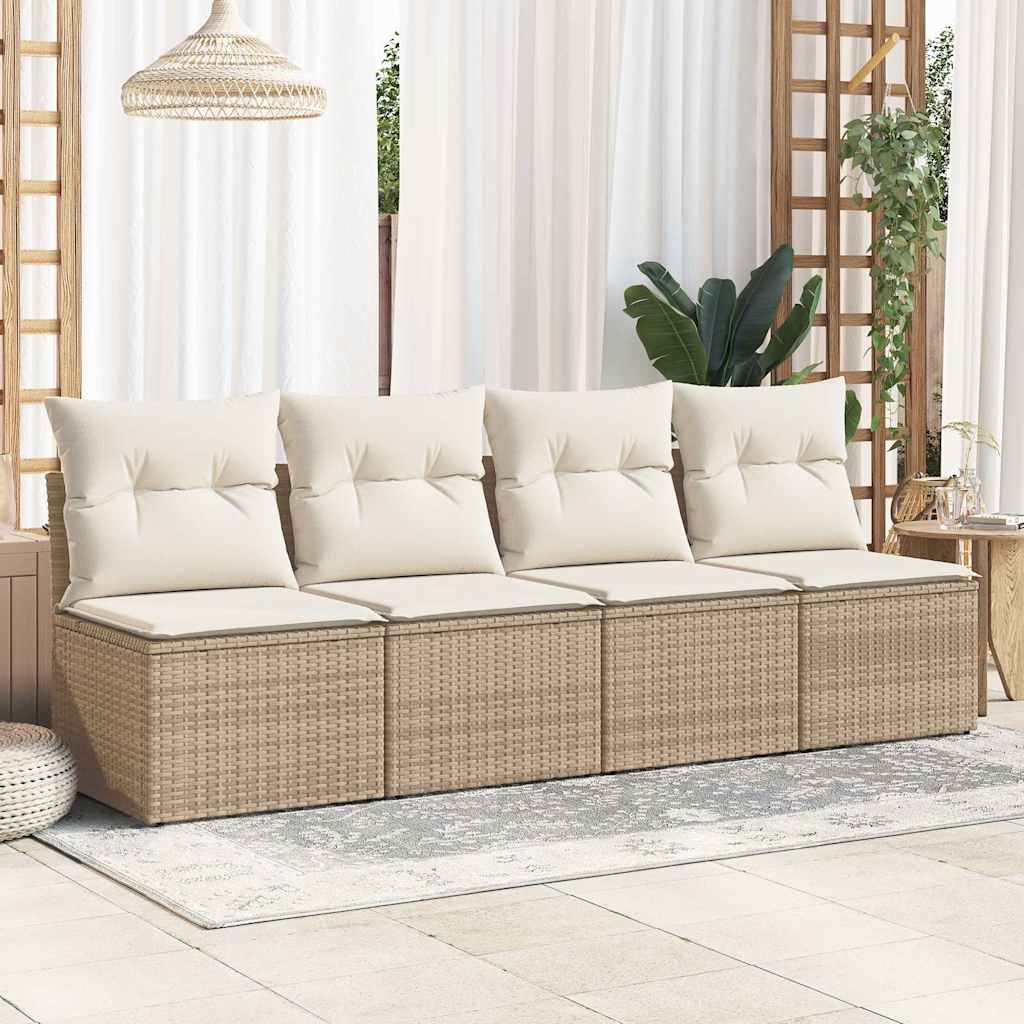 Vidaxl 2-delige loungeset met kussens poly rattan acacia beige