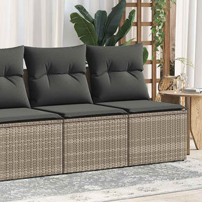 Vidaxl 2-delige loungeset met kussens poly rattan acacia grijs