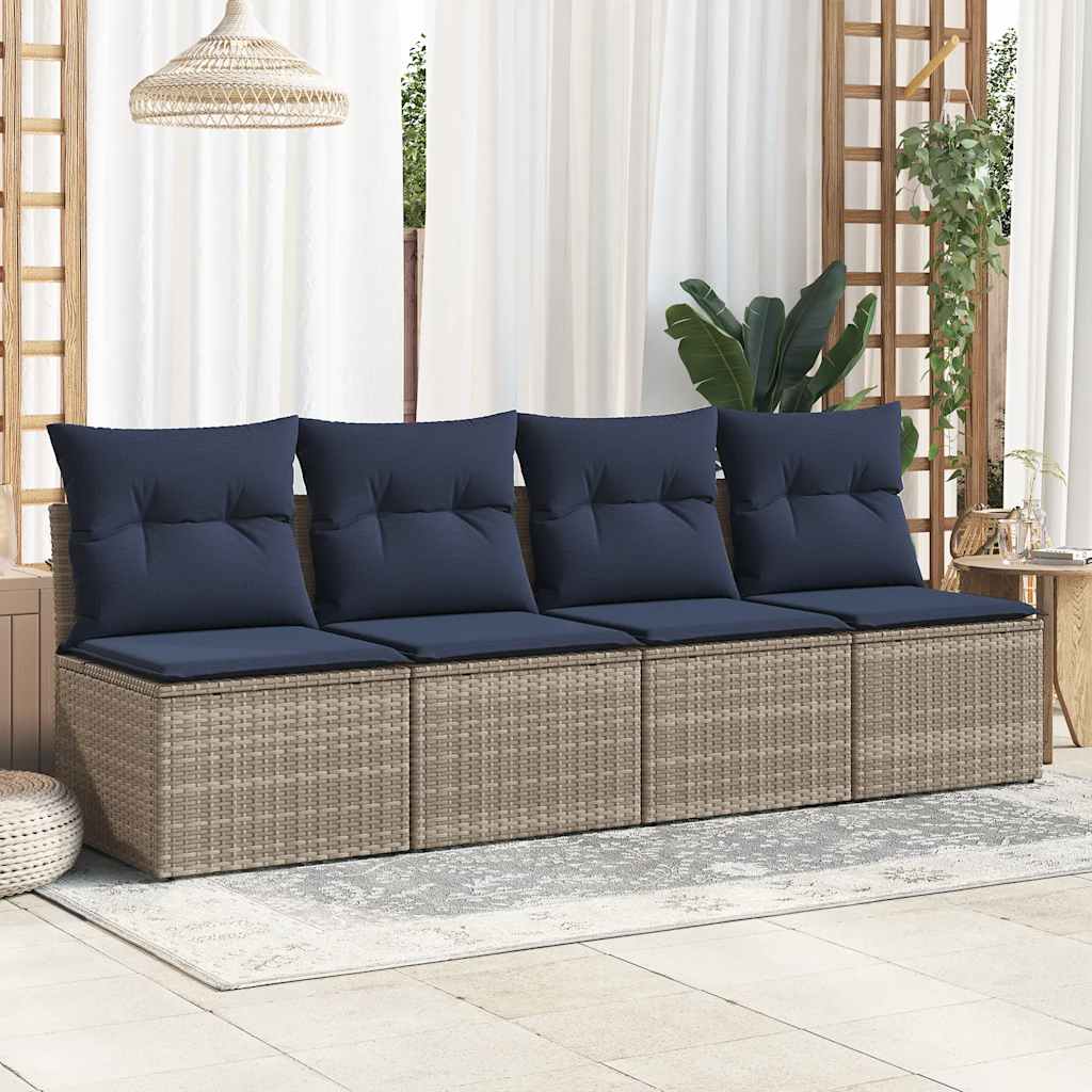 Vidaxl 2-delige loungeset met kussens poly rattan acacia grijs