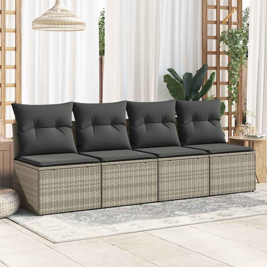 Vidaxl 2-delige loungeset met kussens poly rattan acacia lichtgrijs