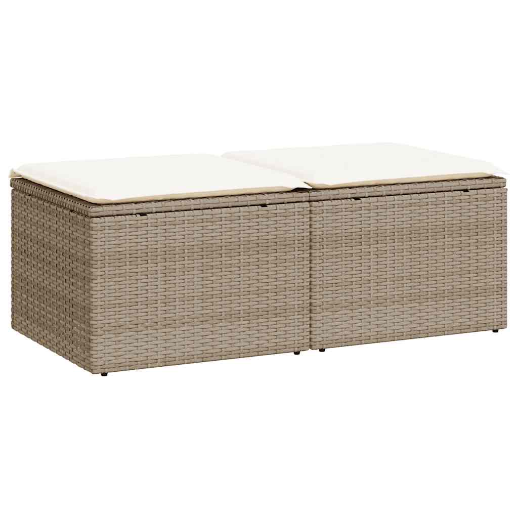 Vidaxl 2-delige loungeset met kussens poly rattan acacia beige