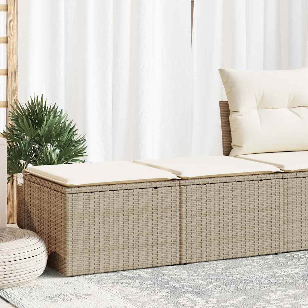 Vidaxl 2-delige loungeset met kussens poly rattan acacia beige