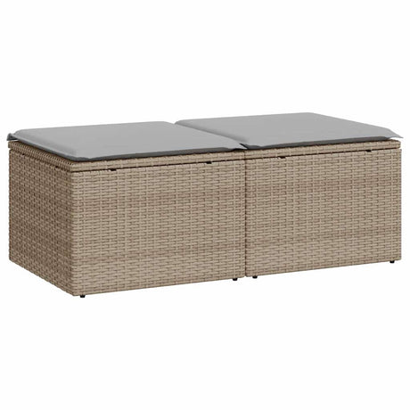 Vidaxl 2-delige loungeset met kussens poly rattan acacia beige