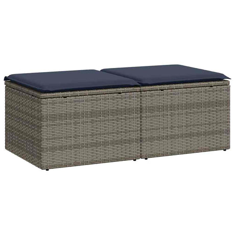Vidaxl 2-delige loungeset met kussens poly rattan acacia grijs