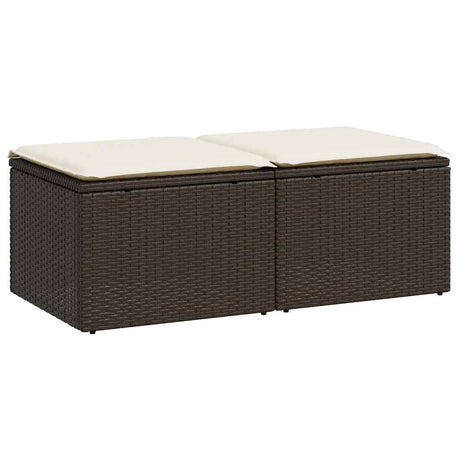 Vidaxl 2-delige loungeset met kussens poly rattan acacia bruin