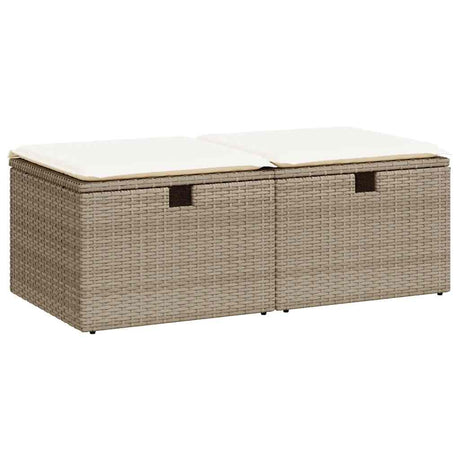 Vidaxl 2-delige loungeset met kussens poly rattan acacia beige