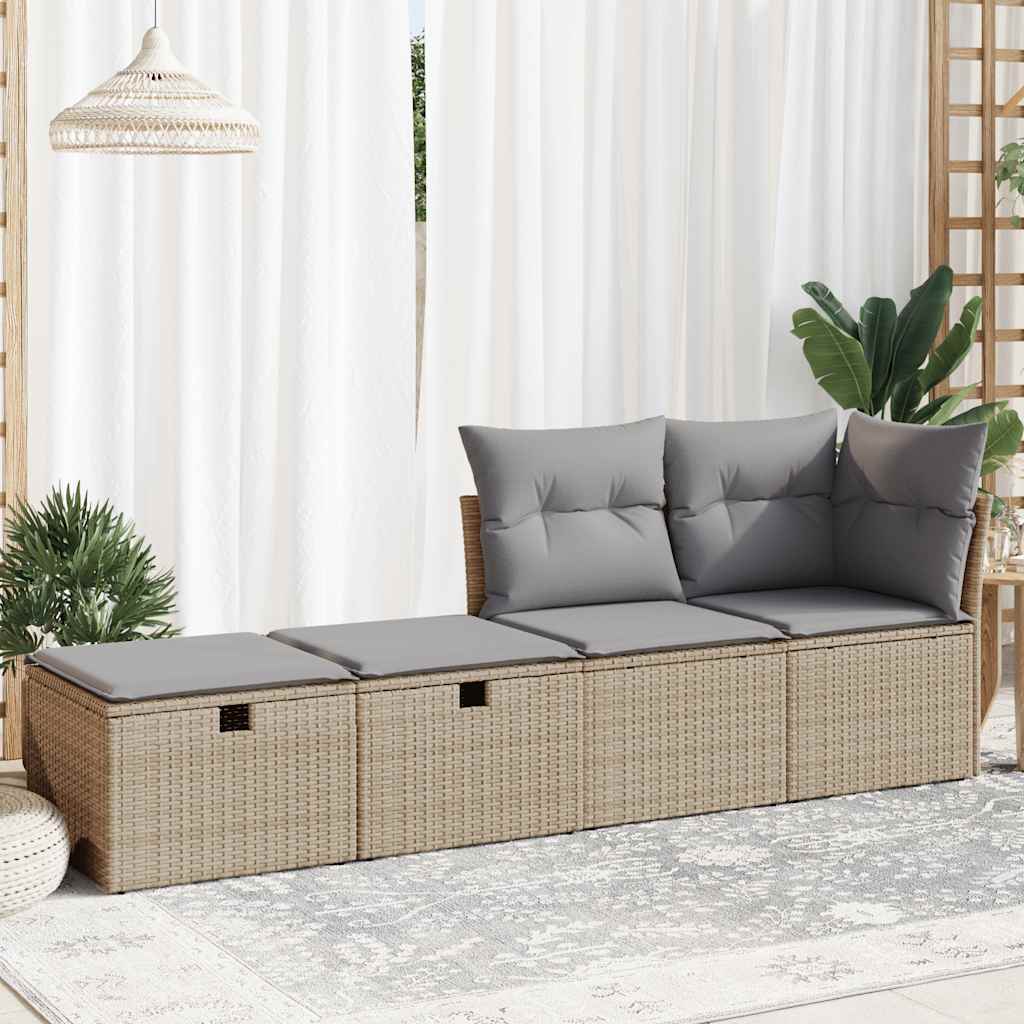 Vidaxl 2-delige loungeset met kussens poly rattan acacia beige