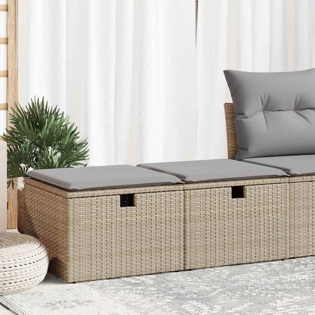 Vidaxl 2-delige loungeset met kussens poly rattan acacia beige