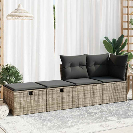 Vidaxl 2-delige loungeset met kussens poly rattan acacia grijs