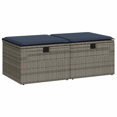Vidaxl 2-delige loungeset met kussens poly rattan acacia grijs