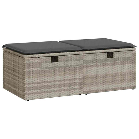 Vidaxl 2-delige loungeset met kussens poly rattan acacia lichtgrijs