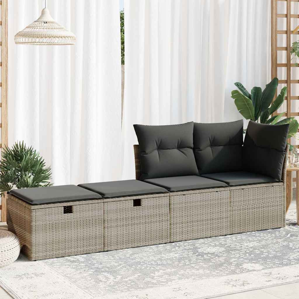 Vidaxl 2-delige loungeset met kussens poly rattan acacia lichtgrijs