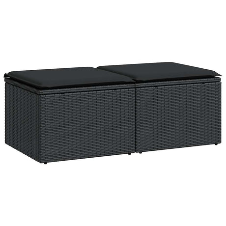 Vidaxl 2-delige loungeset met kussens poly rattan acacia zwart