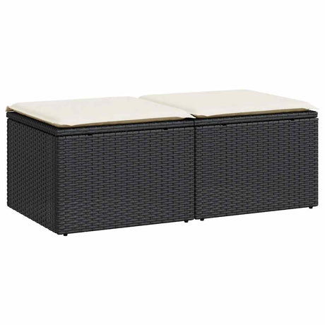 Vidaxl 2-delige loungeset met kussens poly rattan acacia zwart