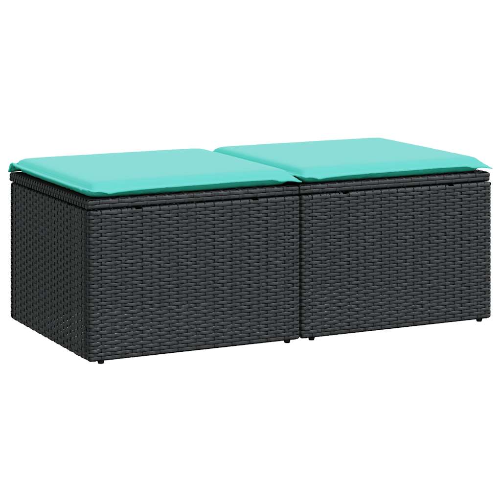 Vidaxl 2-delige loungeset met kussens poly rattan acacia zwart