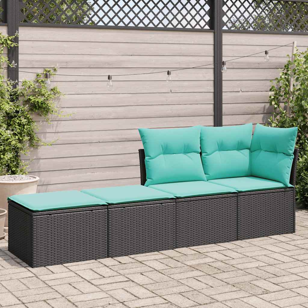 Vidaxl 2-delige loungeset met kussens poly rattan acacia zwart