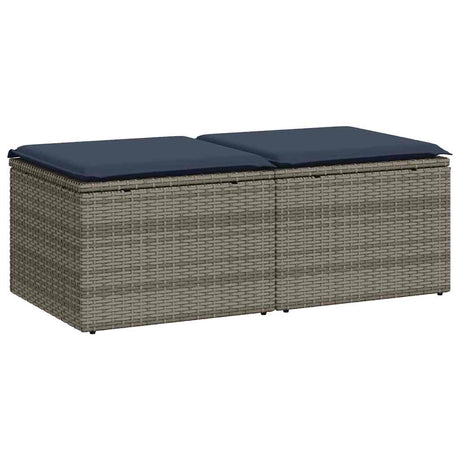 Vidaxl 2-delige loungeset met kussens poly rattan acacia grijs