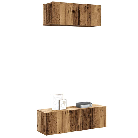 Vidaxl 2-delig tv-meubelset wandmontage bewerkt hout oud houtkleurig